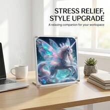 2D Square Acrylic 7.48 Inches Puzzle With Stand Photo Frame, Starry Sky Cloud Sea Transparent Colorful Wing Unicorn Crystal Gem Dreamy Puzzle - Multicolor - View 2