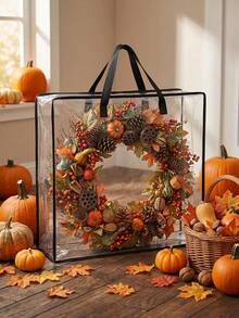 1/2pcs-Wreath Storage Bag, Transparent Autumn And Christmas Wreath Storage Box, 26 Inch 95L Home Use Wreath Storage Box, Suitable For Spring, Summer, Autumn Storage Bags, Christmas Decorations, Seasonal Wreaths, Clothing, Bedding, Gifts - Multicolor - View 2