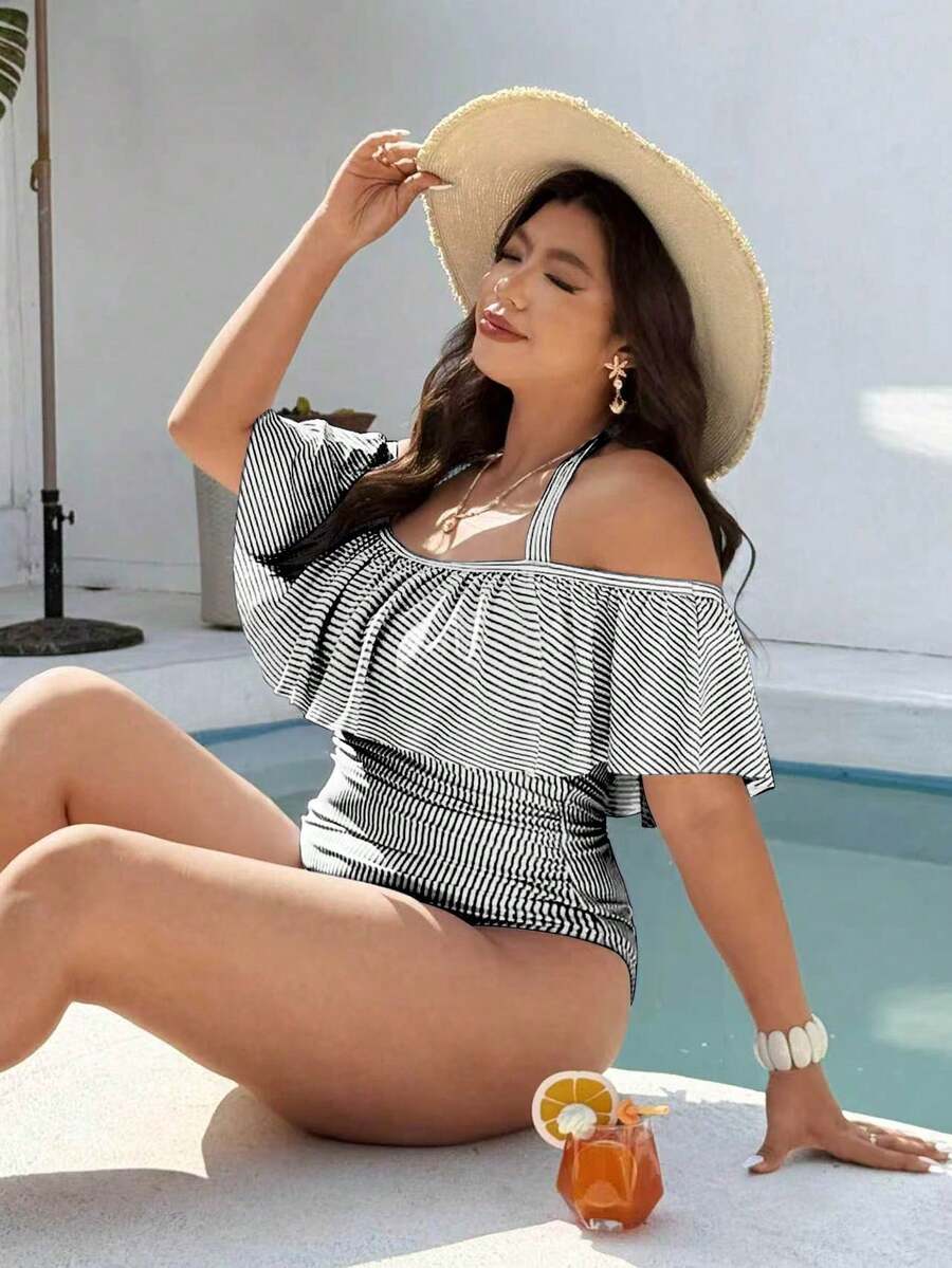 Women Plus Size Sports Dresses - Black and White 2 - View 1