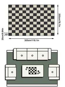 1pc Luxury Nordic Modern Minimalist Black & White Checkerboard Pattern - Rectangular Soft Faux Cashmere Machine Washable Area Rug, Suitable For Living Room, Bedroom, Entryway, Bathroom, Hallway, Patio, Kitchen, Indoor & Outdoor, All-Season Large Size Floor Mat, Home Decor - Multicolor - View 15