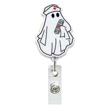 1pc Halloween Ghost Retractable Rotating Badge Reel Gift ID Holder - Multicolor - View 12