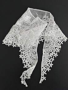 1pc White Floral Lace Triangle Waist Scarf Y2K Layered Hip Apron Jeans Tie Waistband - Multicolor - View 5