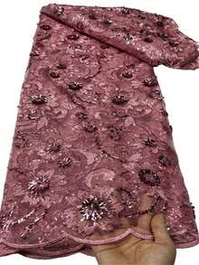 5 Yardas/1 Yarda Tela de encaje transparente con lentejuelas azul real, 2025 Encaje de malla bordado de voile suizo africano de alta calidad, adecuado para coser vestidos de novia, vestidos de fiesta - Multicolor - Ver 11