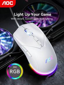AOC Wired Gaming Mouse, 3600 DPI Adjustable, Silent Buttons, RGB Backlight, Suitable For Gaming And Office, Plug And Play - View 1