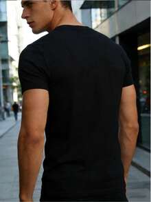 diseño de calavera pirata + eslogan de estilo náutico, camiseta para adulto con diseño de ancla náutica, manga corta, camiseta de moda para hombre, versátil para uso diario - Negro - Ver 3