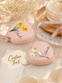 Customized 1pc 59 Inch Body Measuring Tape, Cute Pink Heart-Shaped Leather Material, Retractable Double-Sided Ruler, Suitable For Sewing, Tailoring, Body Measurement, School Supplies, Back To School Essential - Multicolor - View 1