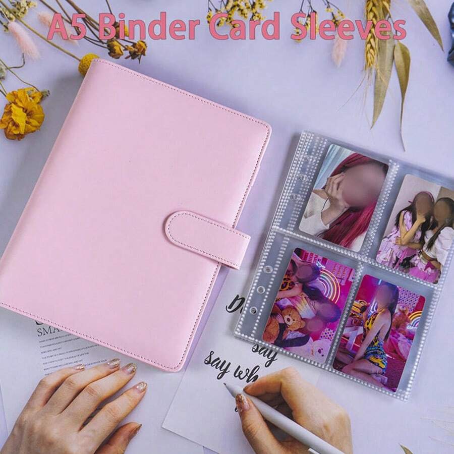 1 Set Premium Multifunctional A5 Photo Card Storage Album, Fashionable Photo Album Design, Compact And Durable, PU Leather Loose-Leaf Notebook Cover, Suitable For Daily Planning And Note Organization, Office Supplies, Card Storage Folder