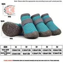 4 piezas de botas transpirables para perros, zapatos de malla premium con suela de goma y cierre de gancho y bucle, adecuados para perros pequeños y medianos, diseño impermeable que protege las patas de quemaduras por asfalto caliente, protección de patas para todas las estaciones, ligeros y cómodos, perfectos para paseos al aire libre en primavera, verano y otoño, múltiples tamaños disponibles - Multicolor - Ver 4
