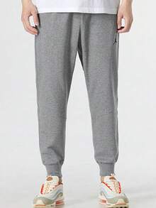 Nike Jordan Dri-FIT Sport Solid Color Logo Print Elastic Waist Jogger Quick-Drying Knit Sweatpants, Men's, Grey - Grey - View 2