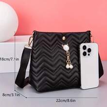 2026 New Fashion Japanese Style Cat Head Pearl Pendant Shoulder Bag, Fresh Sweet Rainbow Woven Crossbody Bag - Multicolor - View 12