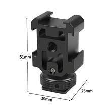 3-Way Cold Shoe Extension Mount 1 To 3 Cold Shoe Adapter Bracket Compatible With Camera Cage DSLR Mirrorless Camera, Hot Shoe Expander For Fill Light Microphone Photography Accessories - View 10