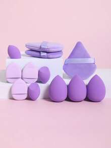 2pcs Multi-Function Makeup Sponge Set, Includes Mini Cushion Puff And Makeup Sponge, Suitable For Liquid Foundation, Powder And Concealer - Multicolor - View 1