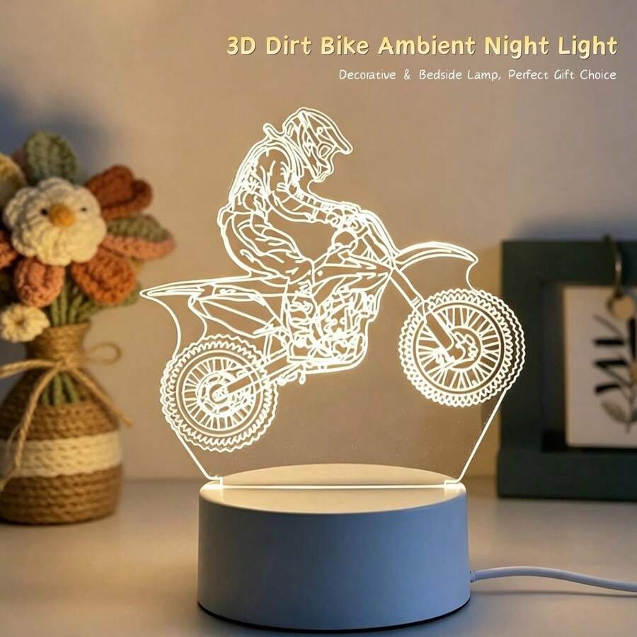 摩托車騎士 3D 夜燈,壓克力 LED 桌燈,摩托車愛好者的創意禮物,男孩女孩的生日與聖誕禮物 - 騎摩托車 - 查看 1
