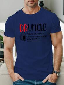 Camiseta de Hombre con Estampado Drunk Uncle - Manga Corta Casual, Poliéster Transpirable, Camiseta con Estampado Geométrico de Verano - Gris oscuro - estilo2 - Ver 11