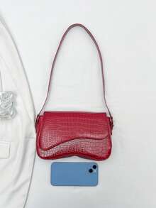 Solid Color PU Fashion New Underarm Bag Women's Shoulder Bag Versatile Fashion Bag - Red - View 5
