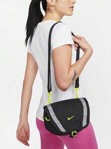 Nike Color-Blocked Webbing Loop Design Shoulder/Crossbody/Waist Bag, Fabric, Unisex, Black/Grey. - Black and Gray - View 1