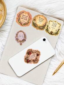 50/100pcs Vintage Victorian Style Bible Verse Stickers, Floral Antique Scripture Decals For Bible Journaling, Scrapbooking, Notebook Decoration, Christian Crafts And Religious Gifts - 7*6*1 - View 7