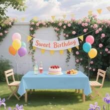 1 Pack 137x183cm/137x274cm PE Disposable Solid Color Tablecloth For Birthday Parties, Weddings, Christmas, Wipeable, Rectangular Table Decoration Cloth - Light Blue - View 7
