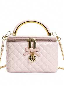 New Hand-Held Box Bag, Minimalist Style Shoulder Crossbody Bag - Pink - View 7