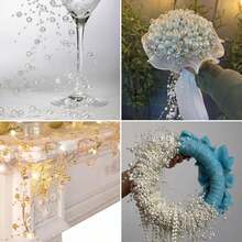 98FT Pearl Beads String Garland, 8mm 3mm Ivory Faux Pearl Beads Roll Strand Bulk Wedding Party Flower Decoration - White Star & Pearl - View 8
