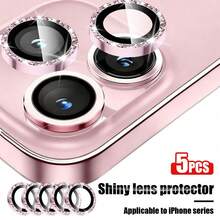 XINHONGYU 5片裝奢華閃粉相機鏡頭保護膜，適用於 iPhone 16 Pro Max Plus 15 14 5G，Apple 時尚多巴胺糖果色閃粉鏡頭膜，適合日常、辦公、居家手機相機保護，防水、防震、防摔、防刮、防指紋全覆蓋 - 5pcs - 查看 32