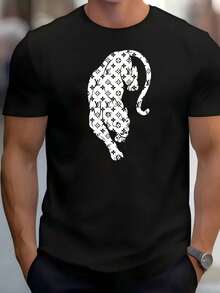 Men Graphic Print Short Sleeve T Shirt Fashion Streetwear Casual Summer Top - Black - View 1
