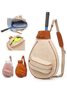 Bolsa vintage para raqueta de tenis/bádminton con compartimento, bolsa ligera para raqueta deportiva con bolsillo con cremallera, correa ajustable para el hombro, gran capacidad para guardar la raqueta, pelotas y equipo personal, bolsa clásica para raqueta deportiva adecuada para jugadores masculinos/femeninos, principiantes y competiciones - Multicolor - Ver 4