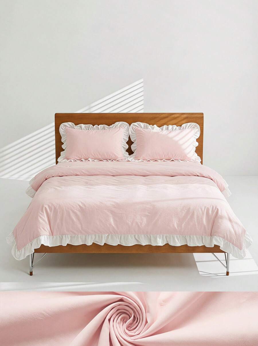 Veyra Day 2/3 Pcs Princess Style Bedding Set 100% Polyester 3D Cut Flower Ruffle Duvet Cover No Insert All Season Modern Ruffled Duvet Cover With 1/2 Pillowcases - Multicolor - View 1
