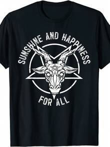 Camiseta de la banda de heavy metal Sunshine And Happiness para hombre, con gráficos divertidos - Camiseta casual de manga corta con cuello redondo, suave y cómoda, adecuada para todas las e - Negro - Ver 1