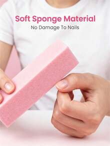 1pc Macaron Pink 4-Sided Nail Polishing Sponge Block, Long Fine Sponge Tofu Block, Colorful High-Foam 4-Sided Buffing Block, Nail Shaping Buffing Nail Surface Brightening Natural Nail Buffer - Multicolor - View 4