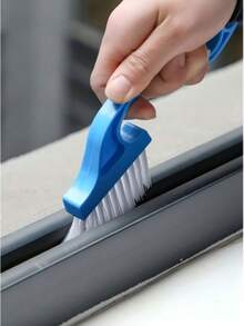 1pc Narrow Gap Handheld Cleaning Brush, Dense Stiff Bristles Deep Clean Window Tracks, Keyboard, Kitchen & Bathroom Corners, Curved Handle With Hanging Hole For Easy Storage, Durable Bristles Without Shedding, Essential Home Cleaning Tool For Gaps, Practical For Personal Use Or Gifts - Multicolor - View 1