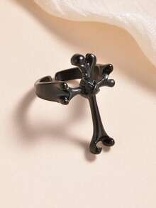 1 pieza Anillo de Cruz de Esqueleto Personalizado de Moda, Adecuado para Uso Diario de Hombres y Mujeres - Negro - Ver 2