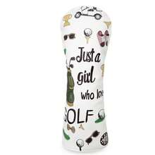Golf Girl Style Printed Golf Club Headcover, Gentle Minimalist Design, Golf Accessory - White - View 8