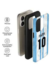 1 buah Casing Ponsel Keras 2-in-1 Pelindung Penuh Gaya Retro Minimalis Garis-garis Olahraga Jersey Teks Iman Angka Tebal Grafik Kekuatan Mengkilap Kompatibel Dengan / 11/12/13/14/15/16/17 Pro Max - MultiWarna - View 5