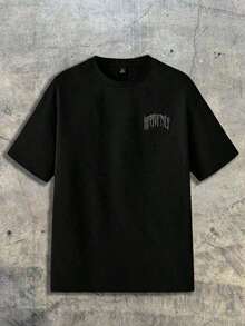 Camiseta hombre cuello redondo y manga corta. Para hombres y mujeres, para parejas, para parejas, camiseta de manga corta con estampado de moda, camiseta de media manga, cómoda y transpirabl - Negro - Ver 1