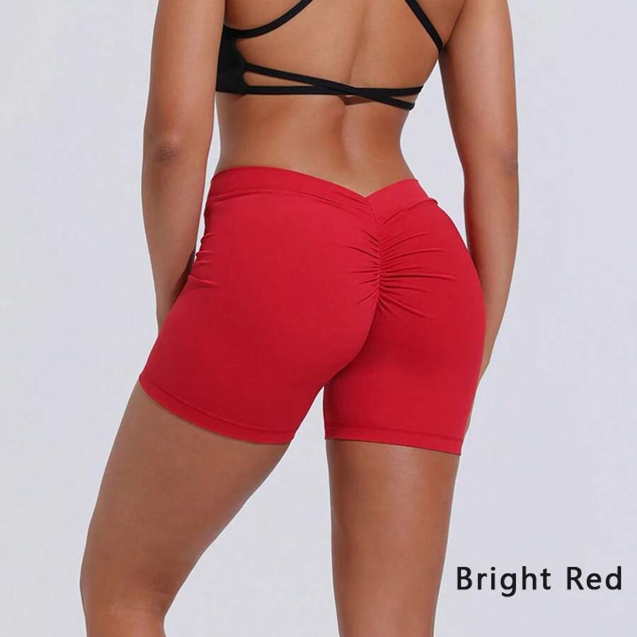 DIAS FIT JOY High Waist Butt Lifting Sports Shorts, Women's Nylon Yoga Shorts, Workout And Fitness Sports Pants - 鮮紅色 - 查看 1