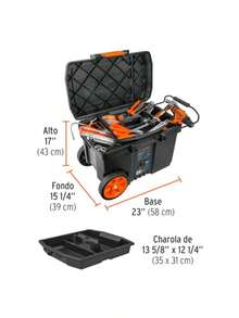 Truper CHP-23R Caja para herramienta de 23" con ruedas y mango telescópico - Naranja10 - Ver 3