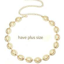 1pc Oversize Plus Size High Alloy Material Women's Belt Waist Chain, Bohemian Gold Daisy Edge Metal Textured Pants Chain Waist Chain, Matches Western Style Jeans, Beach, Vacation, Party, Plus Size XXL/XXXL - Gold - View 11