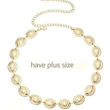 1pc Oversize Plus Size High Alloy Material Women's Belt Waist Chain, Bohemian Gold Daisy Edge Metal Textured Pants Chain Waist Chain, Matches Western Style Jeans, Beach, Vacation, Party, Plus Size XXL/XXXL - Gold - View 9
