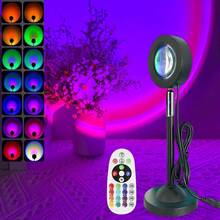 Luz de Proyección de Atardecer, Luz de Atardecer RGB, Luz de Atmósfera Visual Romántica, Proyector LED con Enchufe USB y Control Remoto, Luz Nocturna de Suelo, Adecuada para Fotografía, Selfies, Atmósfera de Grabación en Vivo, Decoración de Sala de Estar y Dormitorio - Luz multicolor - Ver 4