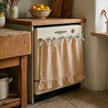 1pc Plaid Ruffle Half Curtain Oven Skirt, Country Style Kitchen Appliance Dust Cover & Apron, Suitable For Oven, Dishwasher And Washing Machine, Kitchen Decor (Size 76*54cm) - Ruffled Edge - View 15