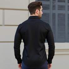 Chemise boutonnée pour homme, chemise habillée à manches longues infroissable, coupe ajustée, tissu stretch doux, idéale pour les occasions formelles ou décontractées, le travail et les mariages. - L - Voir 8