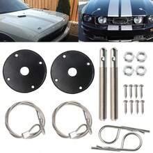 Universal Hood Pins Kit For Car Stainless Steel Bonnet Clip W/ Racing Lanyard - A - View 1