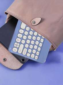 AKKHOO Round Keycap Silent Mini Wireless Keyboard, 10-Inch Ultra-Thin, Rechargeable, Compatible With IPad, Computer, Phone, Tablet - Purple - View 8