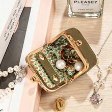 1pc Portable Mini Jewelry Box, Travel Earring, Ring, Accessory Storage Box - Lilac Purple - View 2