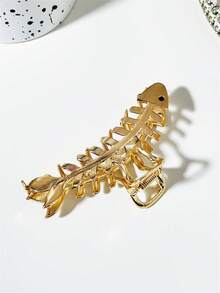 1件/2件 金屬魚骨設計髮夾，女款可愛夏威夷風髮夾，固定盤髮與隨意髮型造型夾，極簡時尚海洋髮夾，高級大號合金髮飾 - 彩色 - 查看 8