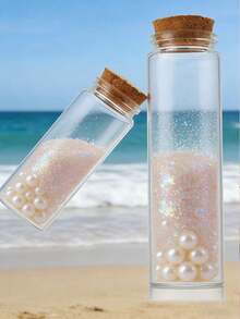 12pcs Glass Jars And Bottles With Cork Stoppers, Used As Wish Bottles Or Bead Storage Containers, Transparent Material. - G - View 7