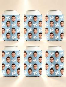 Personalized Photo Birthday Beer Can Cooler, Custom Face Photo Age Birthday Insulated Beverage Sleeve, Drink Bottle Sleeve, 30th 40th 50th 60th Birthday Anniversary Party Decoration - Multicolor - View 4