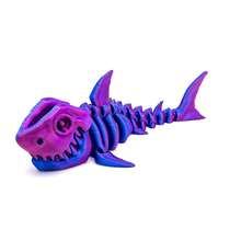 Skeleton Shark - 3D Printed Model, Fish Bone Segmented Joint Movable, Desktop Decoration Stress Relief Ornament, Creative Children's Birthday Gift, Decompression Toy - Multicolor - View 12