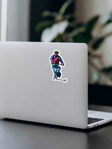 Funny Oliver Tree Sticker, Singer Riding Scooter Vinyl Decal For Laptop, Music Video Parody Sticker For Helmet & Skateboard, Quirky Fan Merchandise Gag Gift For Friends - Multicolor - View 7